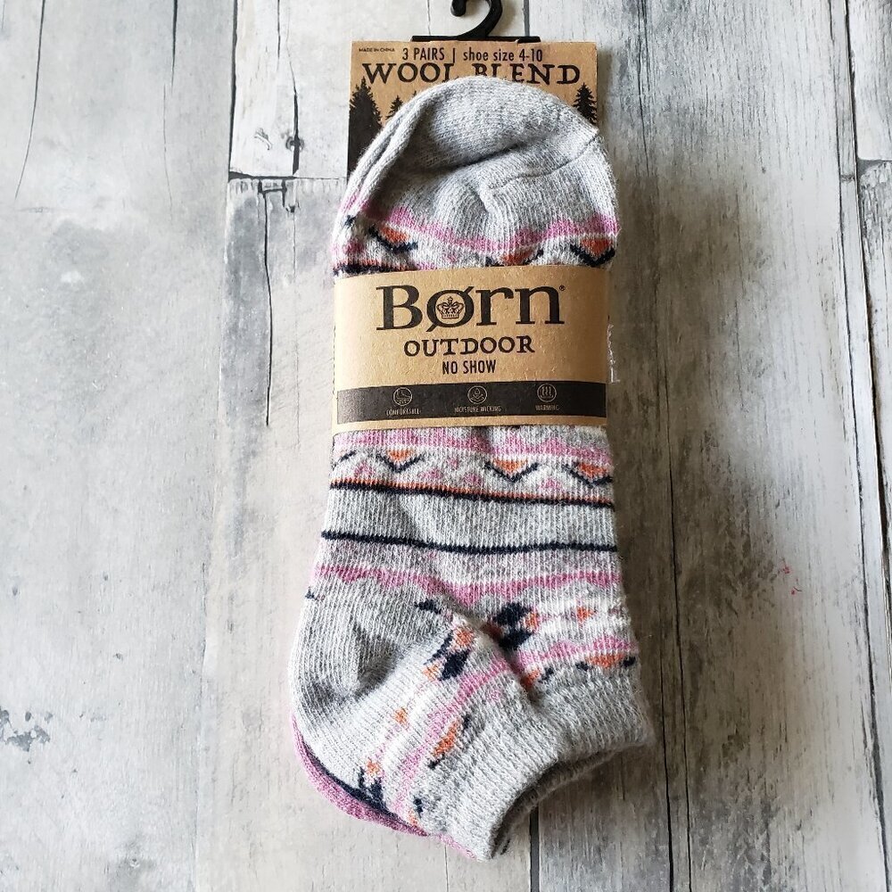 NWT - Born Outdoor No Show Wool Blend Socks Women’s Size 4-10 Pairs 3